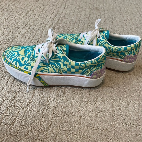 Vans Era Stacked Platform Teal Yellow Purple Low Sneakers Size 6 - Picture 8 of 12